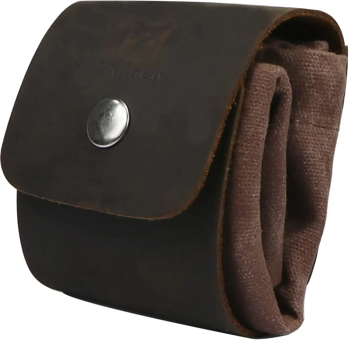 Waxed Canvas Foraging Pouch for Hiking, Collapsible Leather Belt Pouch Waist Bag with Drawstring & Buckle, Multi-Purpose Storage Bag for Camping