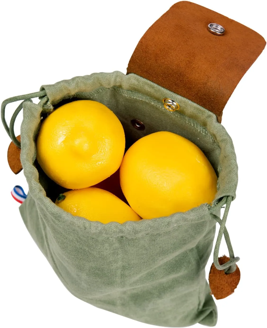 Waxed Canvas Foraging Pouch for Hiking, Collapsible Leather Belt Pouch Waist Bag with Drawstring & Buckle, Multi-Purpose Storage Bag for Camping