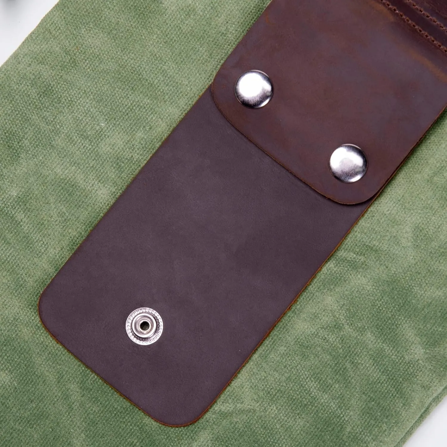 Waxed Canvas Foraging Pouch for Hiking, Collapsible Leather Belt Pouch Waist Bag with Drawstring & Buckle, Multi-Purpose Storage Bag for Camping