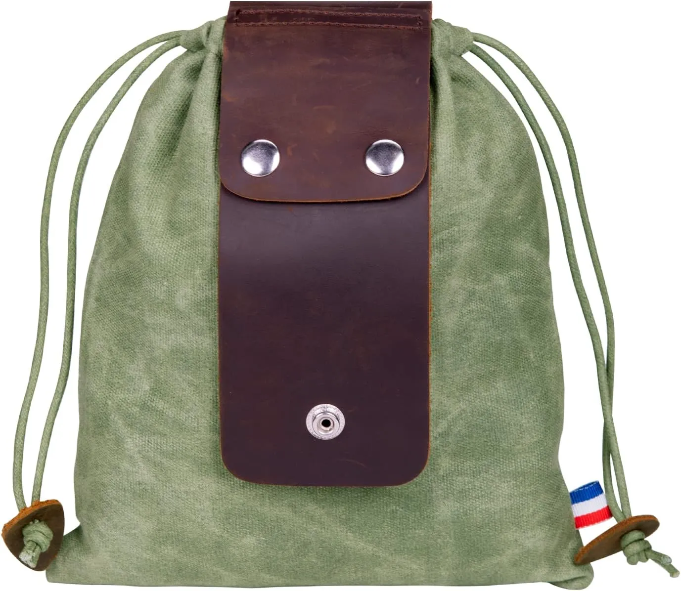 Waxed Canvas Foraging Pouch for Hiking, Collapsible Leather Belt Pouch Waist Bag with Drawstring & Buckle, Multi-Purpose Storage Bag for Camping