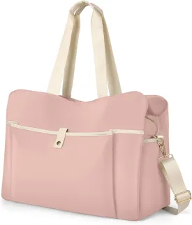 Wedama Weekender for Women, Large Travel Duffel, Portable Overnight Carry-on With Multi Compartments, Sport Gym Hospital Bag With Wet Pocket, Pink