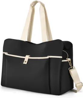 Wedama Weekender - Large Travel Duffel with Multi Compartments, Sport Gym & Overnight Bag with Wet Pocket, Black