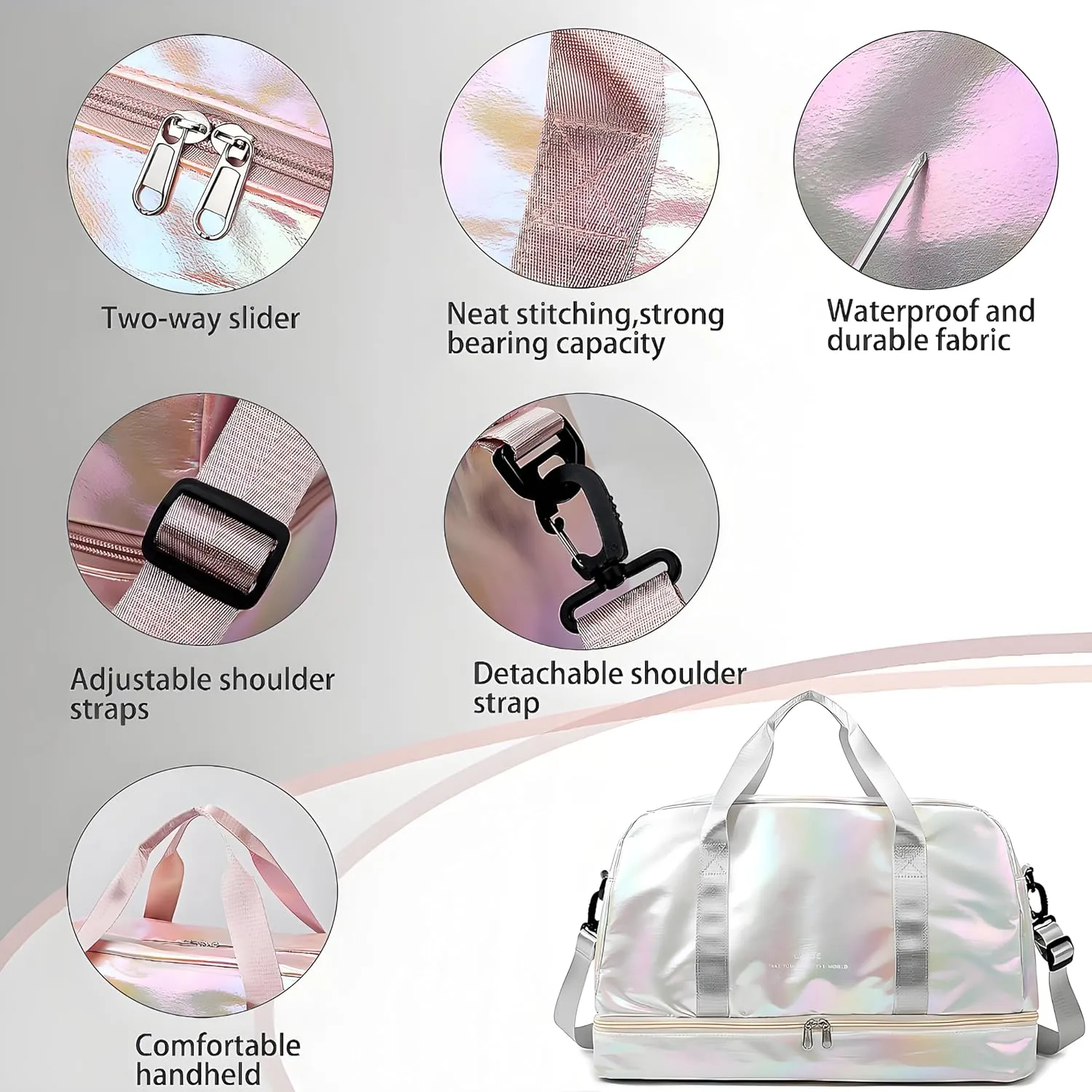 Weekender Bag, Large Travel Duffel Bag for Women with Wet Pocket, Carry on Overnight Bag with Shoe Compartment, Mom Hospital Bags for Labor and Delivery