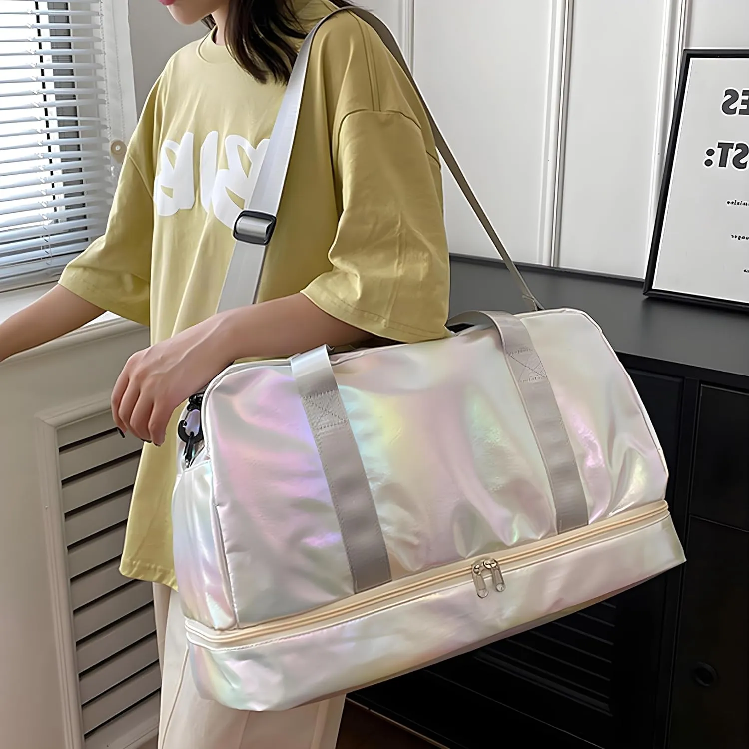 Weekender Bag, Large Travel Duffel Bag for Women with Wet Pocket, Carry on Overnight Bag with Shoe Compartment, Mom Hospital Bags for Labor and Delivery