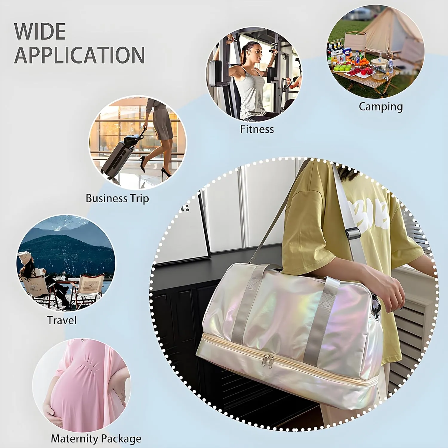 Weekender Bag, Large Travel Duffel Bag for Women with Wet Pocket, Carry on Overnight Bag with Shoe Compartment, Mom Hospital Bags for Labor and Delivery