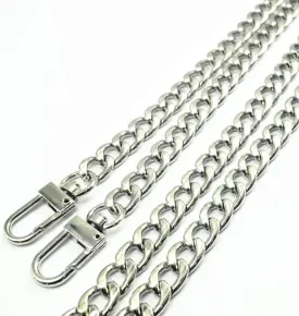 WEICHUAN 47" DIY Iron Flat Chain Strap Handbag Accessories Purse Straps Shoulder Cross Body Replacement Straps, with Metal Buckles (Silver)