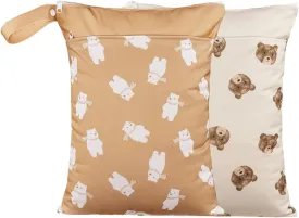 Wet Dry Bags with Two Zippered Pockets and Handle, Reusable Storage Bag for Breast Pump Parts & Baby Items, Waterproof Diaper Bags, Yoga Gym Bag for Swimsuits or Wet Clothes-2pcs, 11.8*15.75"