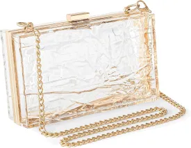 WJCD Womens Clear Purse Acrylic Evening Bags clear clutch purse Ripple Shaped Vintage Banquet Handbag