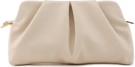 Women Clutch Bag Dressy Formal Handbag Pleated PU Clutch Purse Detachable Chain Crossbody Bag