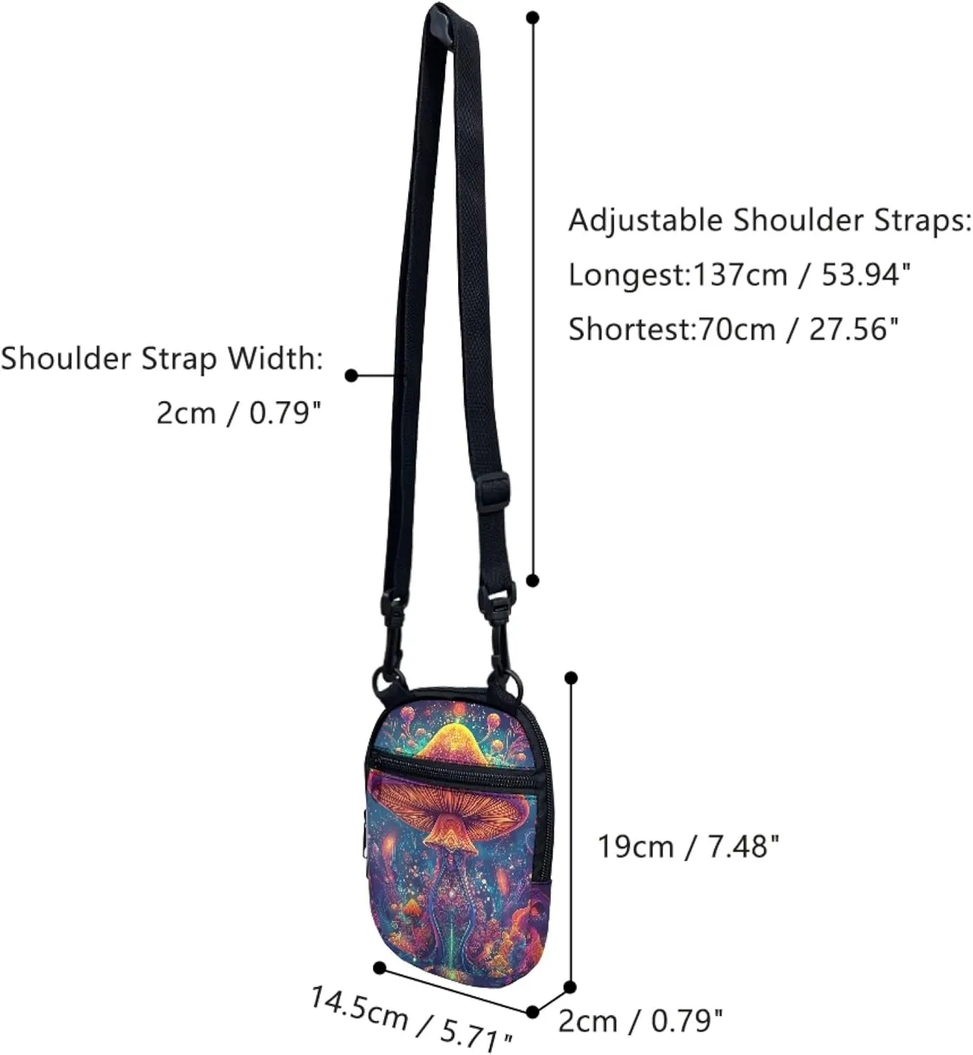 Women Girls Canvas Messenger Bag with Zipper Mini Crossbody Totes for Money Coins Purse Cell Phone Holder