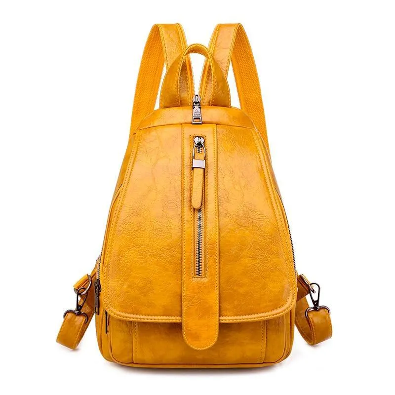 Women PU Leather Travel Backpacks