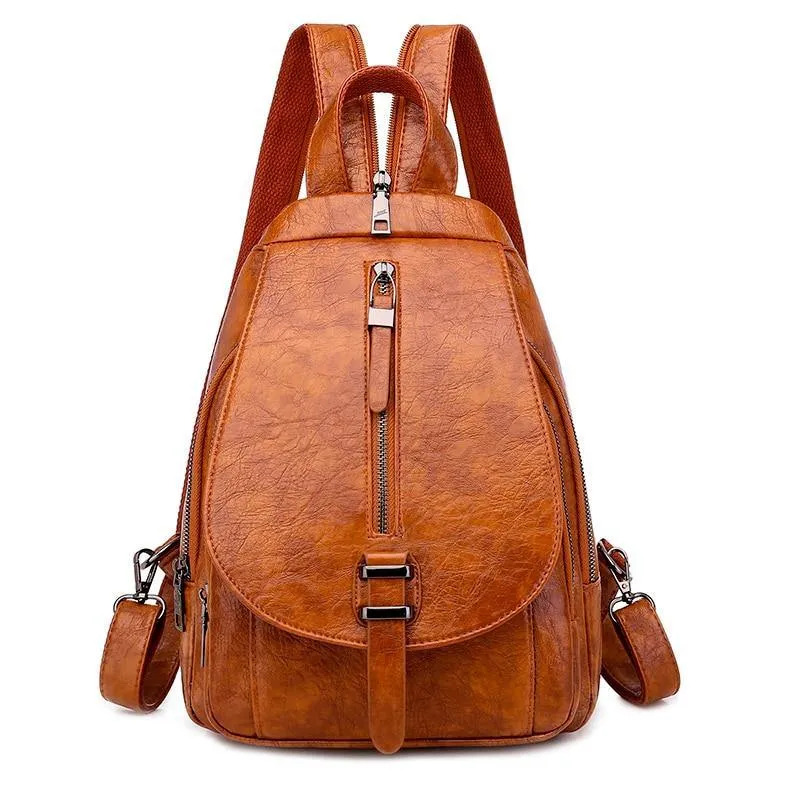 Women PU Leather Travel Backpacks