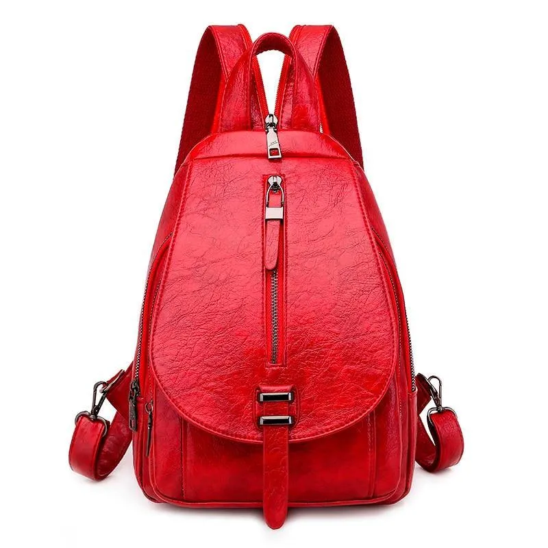 Women PU Leather Travel Backpacks