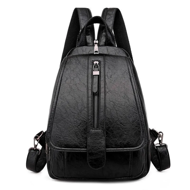Women PU Leather Travel Backpacks