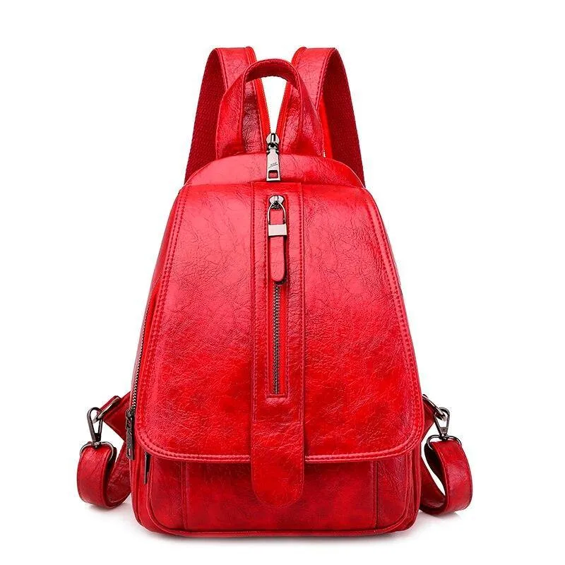 Women PU Leather Travel Backpacks