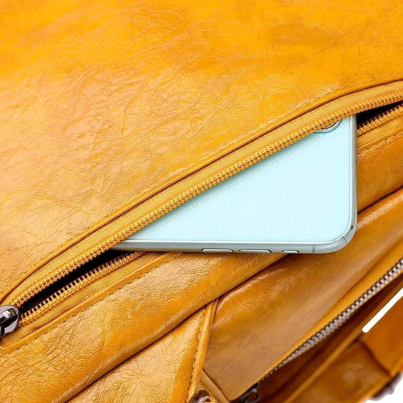 Women PU Leather Travel Backpacks