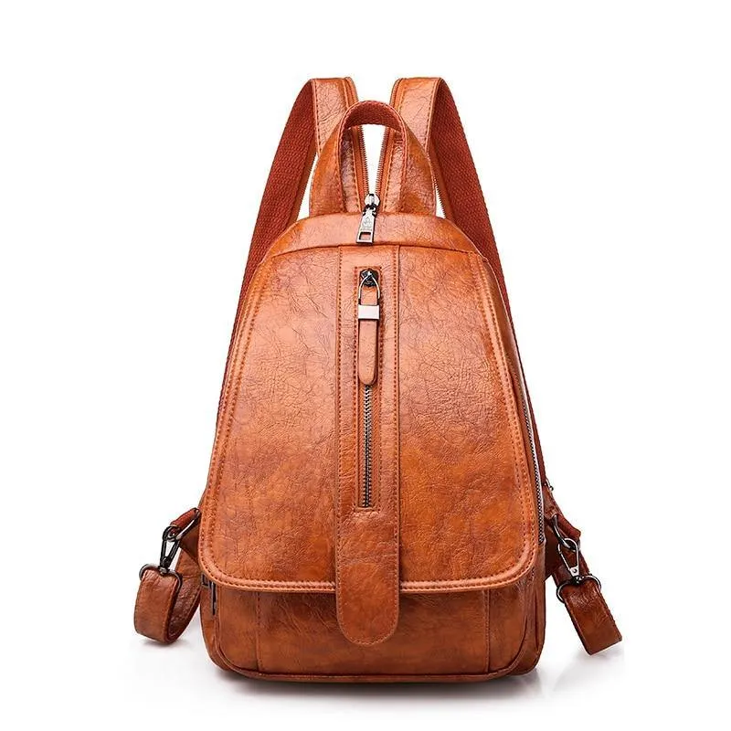 Women PU Leather Travel Backpacks
