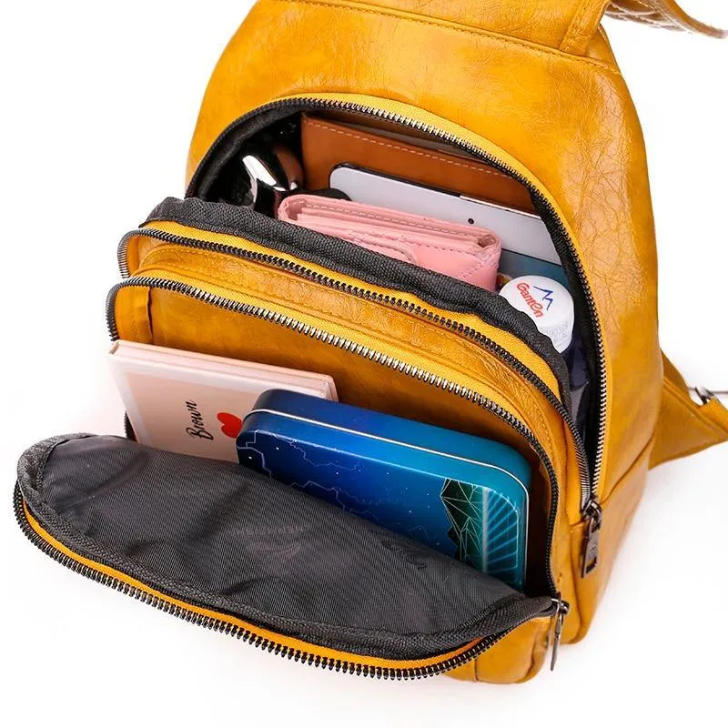 Women PU Leather Travel Backpacks