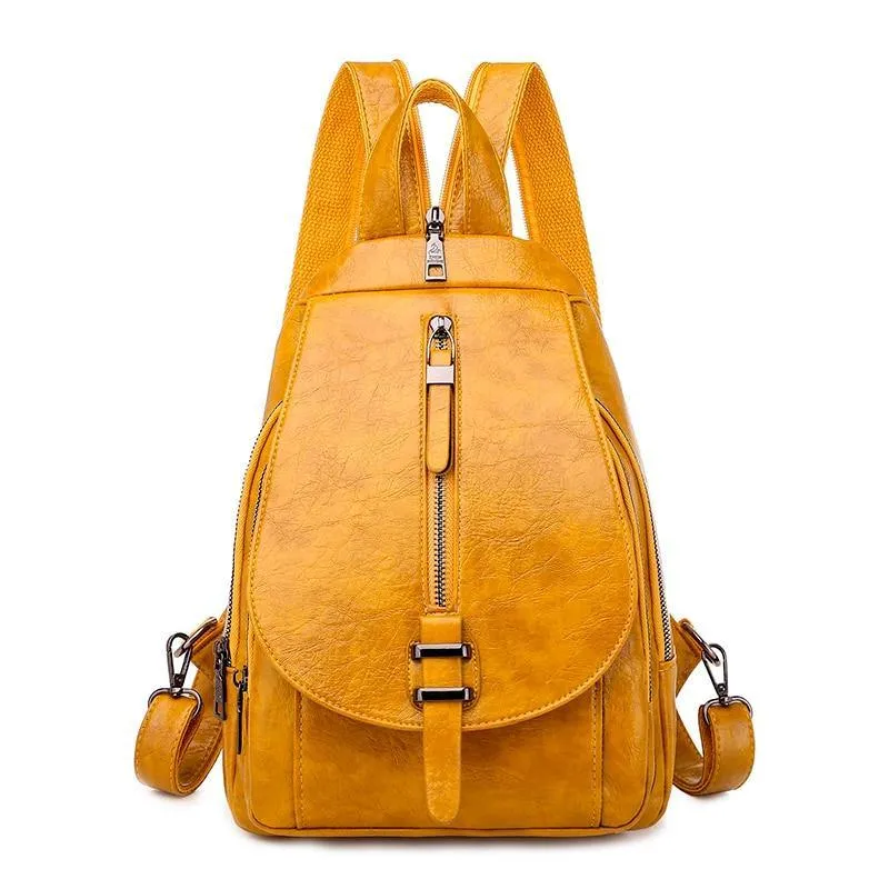 Women PU Leather Travel Backpacks