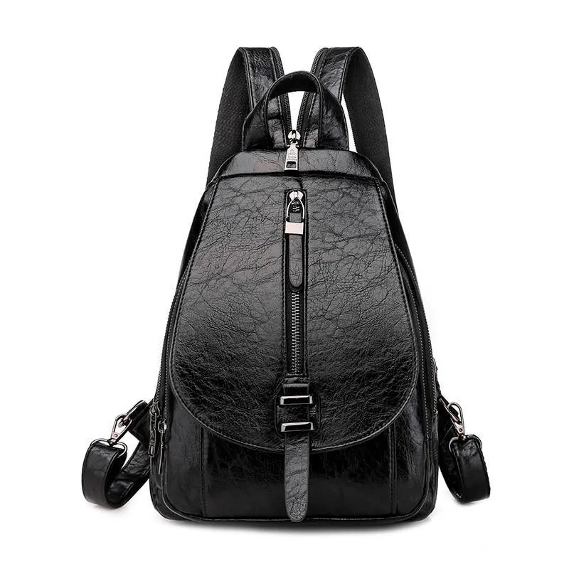 Women PU Leather Travel Backpacks