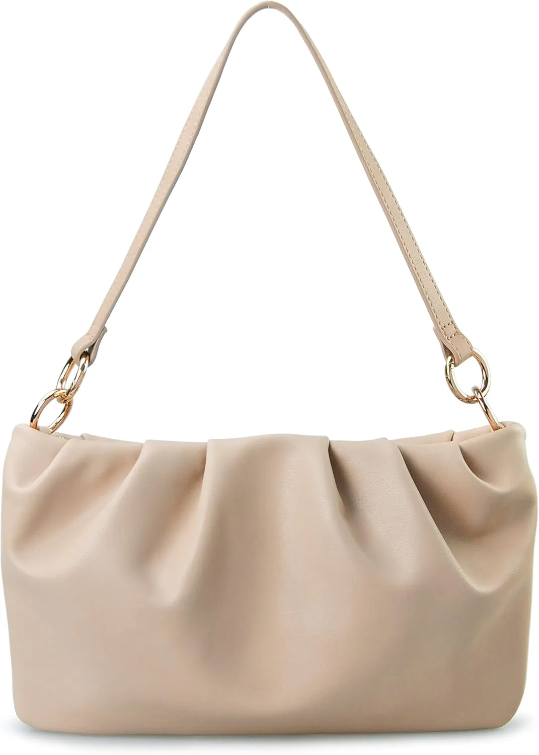 Women Ruched Shoulder Handbag Cloud Pouch Hobo Bag Convertible Clutch Soft Vegan Leather Cross body Bag