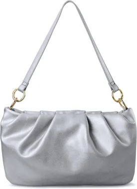Women Ruched Shoulder Handbag Cloud Pouch Hobo Bag Convertible Clutch Soft Vegan Leather Cross body Bag