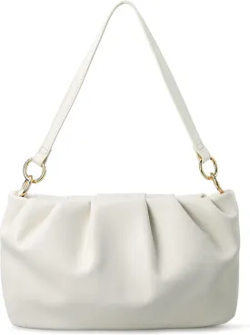 Women Ruched Shoulder Handbag Cloud Pouch Hobo Bag Convertible Clutch Soft Vegan Leather Cross body Bag