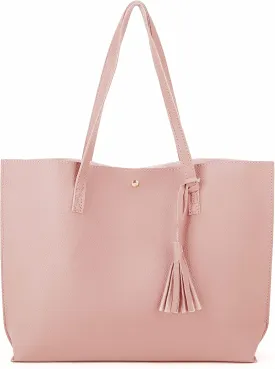 Women Tote Bags Top Handle Satchel Handbags PU Faux Leather Tote Bag with Tassel Shoulder Purse
