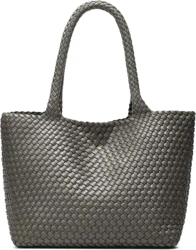 Woven Bags for Women Tote Purse: Vegan Leather Shoulder Handbags - Large Beach Tote - Travel Totes Handwoven Satchel