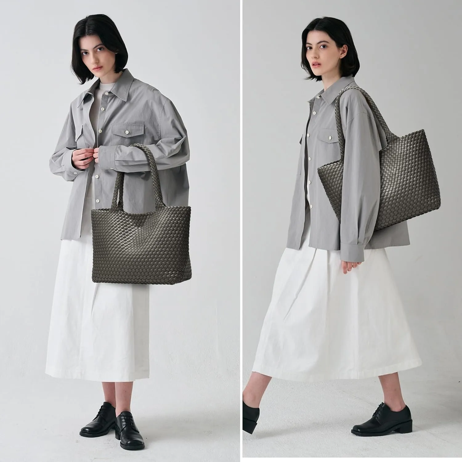 Woven Bags for Women Tote Purse: Vegan Leather Shoulder Handbags - Large Beach Tote - Travel Totes Handwoven Satchel