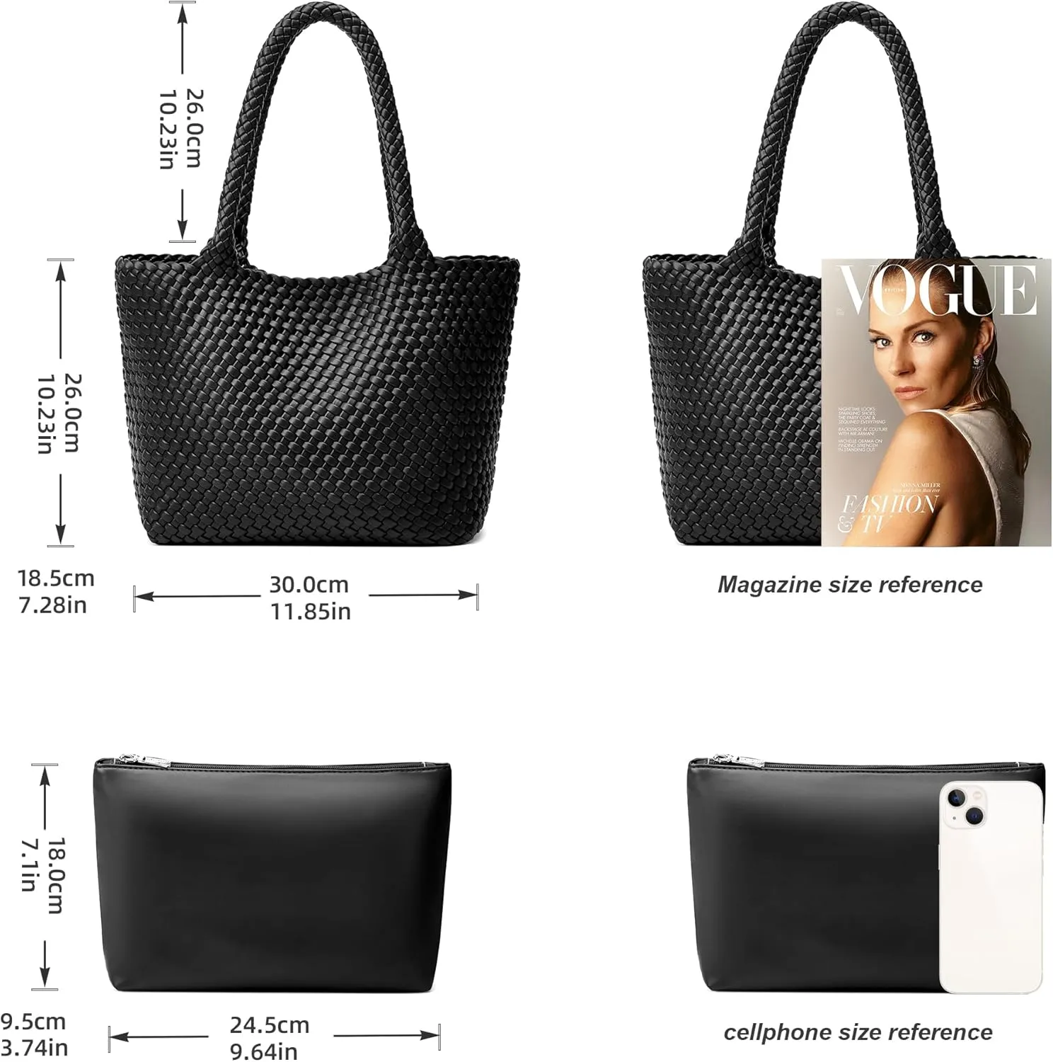 Woven Tote Bag Womens Purse: Vegan Leather Shoulder Handbags - Fashion Summer Beach Tote Bags - Large Travel Totes