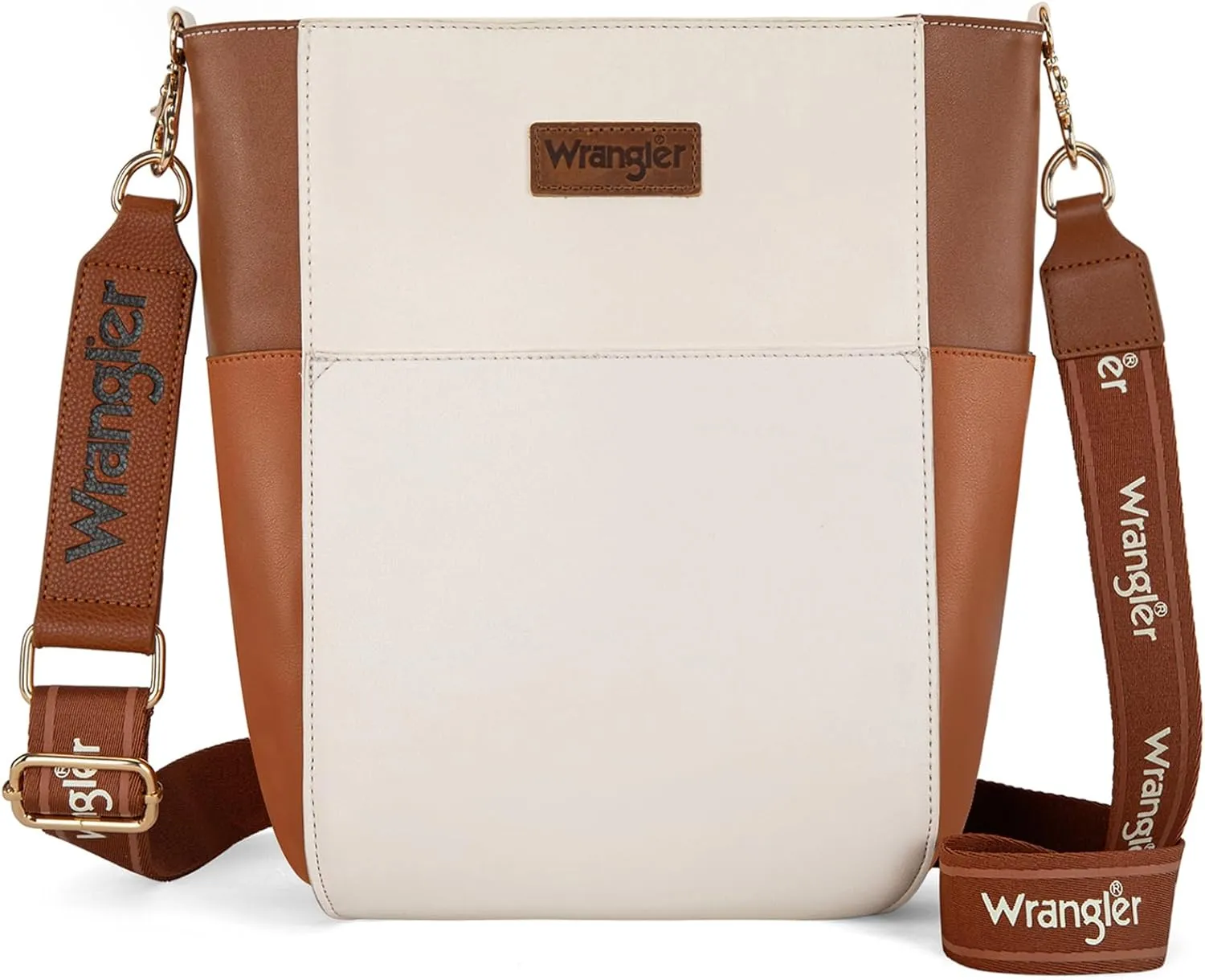 Wrangler MEDIUM Crossbody Bag for Women Vegan Leather Bucket Handbags with Guitar Strap