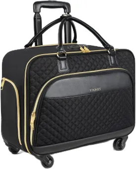 Ytonet Rolling Briefcase for Women, 17.3 Inch Rolling Laptop Bag with 4 Spinner Wheels, Water Rresistant Wheeled Computer Bag with Lock, Large Rolling Bag for Travel Business Overnight Teacher, Black