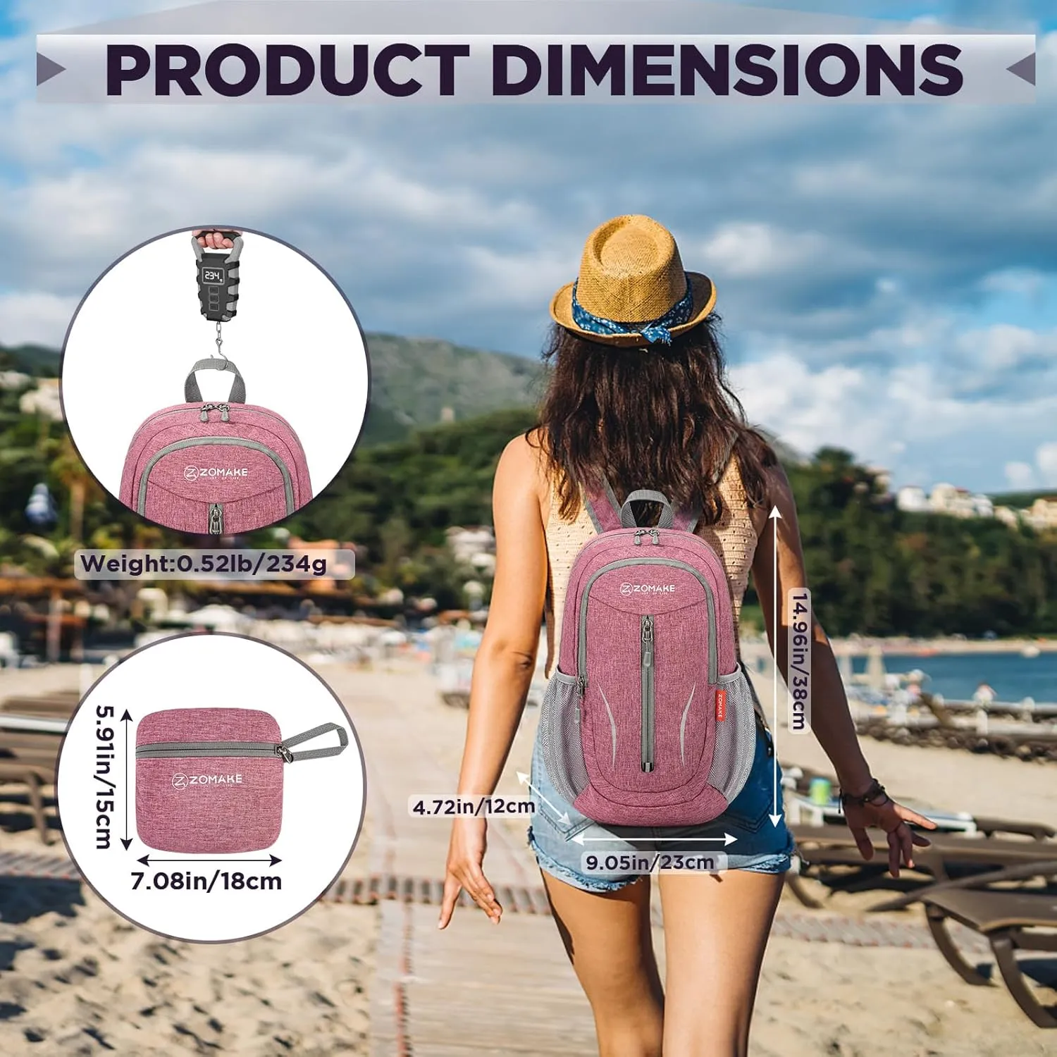 ZOMAKE 10L Small Packable Hiking Backpack - Lightweight Hiking Daypack - Tear Resistant Foldable Day Pack for Women Men