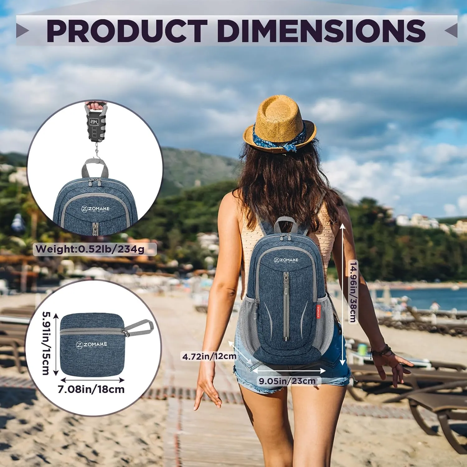 ZOMAKE 10L Small Packable Hiking Backpack - Lightweight Hiking Daypack - Tear Resistant Foldable Day Pack for Women Men