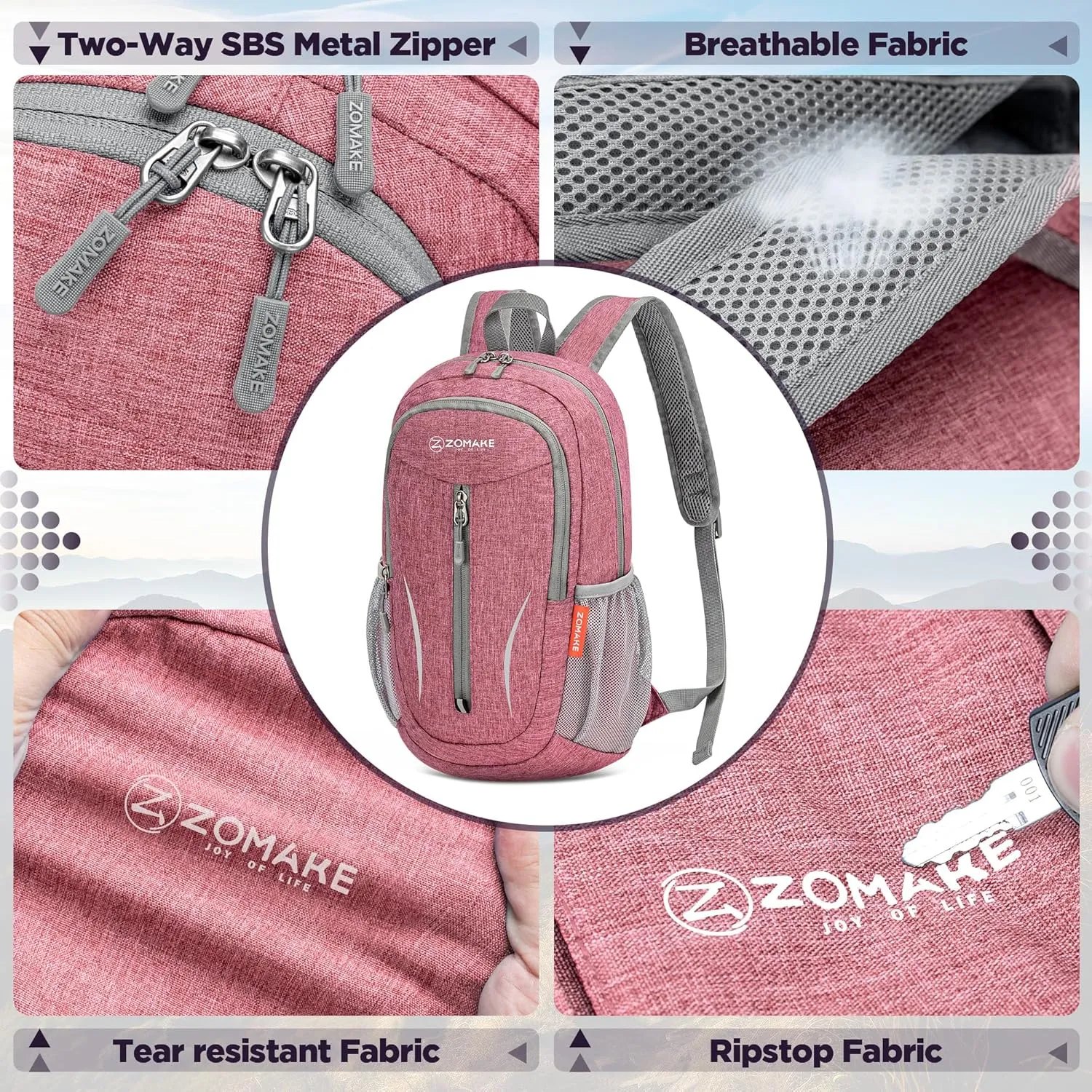 ZOMAKE 10L Small Packable Hiking Backpack - Lightweight Hiking Daypack - Tear Resistant Foldable Day Pack for Women Men