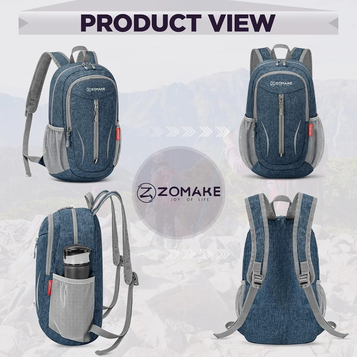 ZOMAKE 10L Small Packable Hiking Backpack - Lightweight Hiking Daypack - Tear Resistant Foldable Day Pack for Women Men