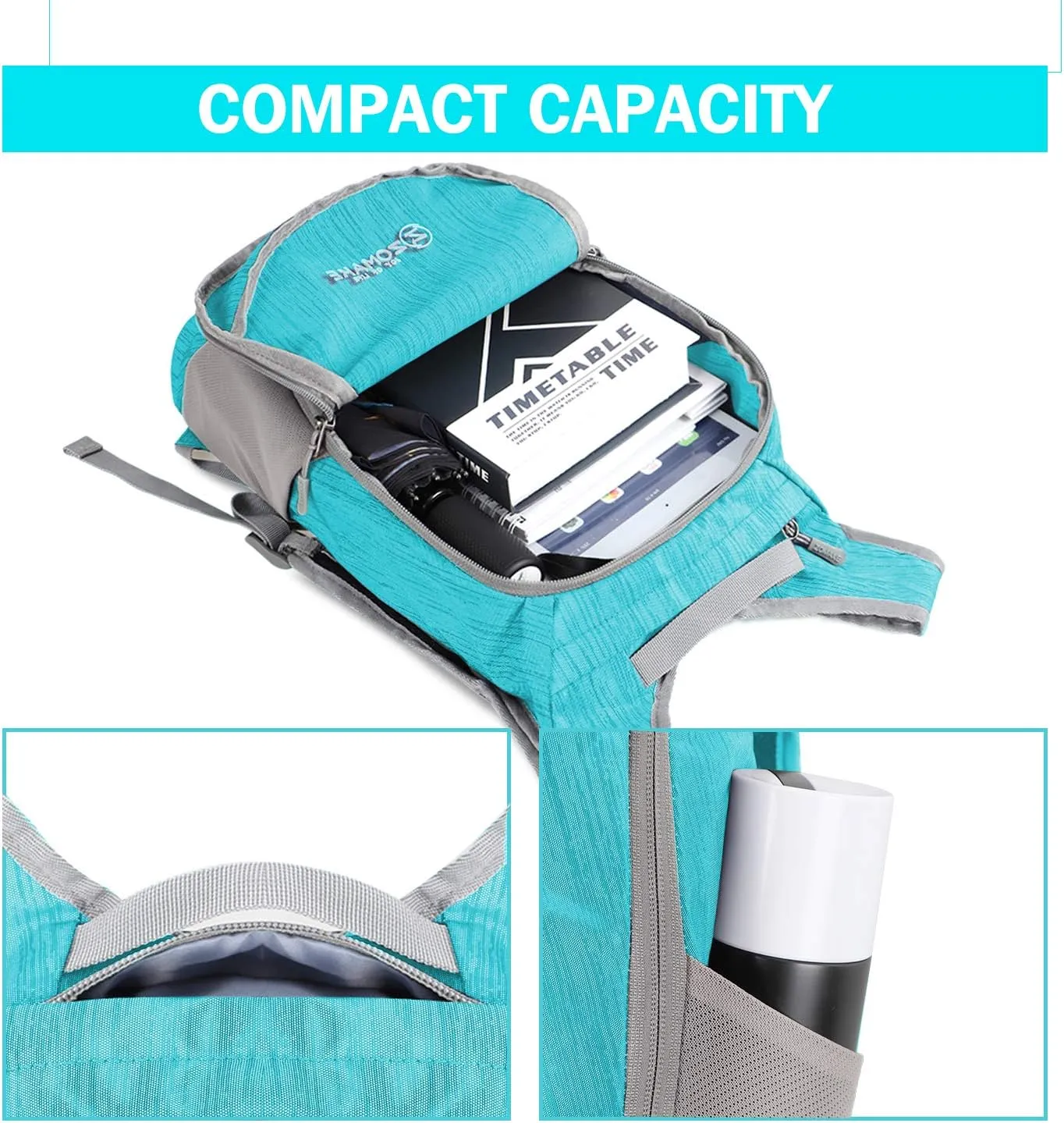 ZOMAKE Ultra Lightweight Packable Backpack 18L, Small Foldable Hiking Backpacks Water Resistant Folding Daypack for Travel(Aqua Blue)